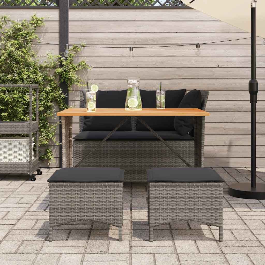 vidaXL 4-delige Tuinset met kussens poly rattan grijs