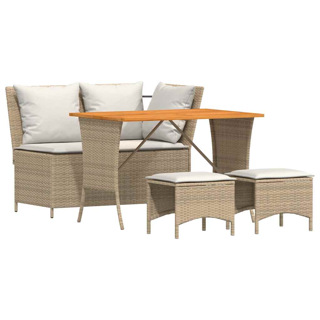 Thumbnail - vidaXL 4-tlg. Garten-Essgruppe mit Kissen Beige Poly Rattan
