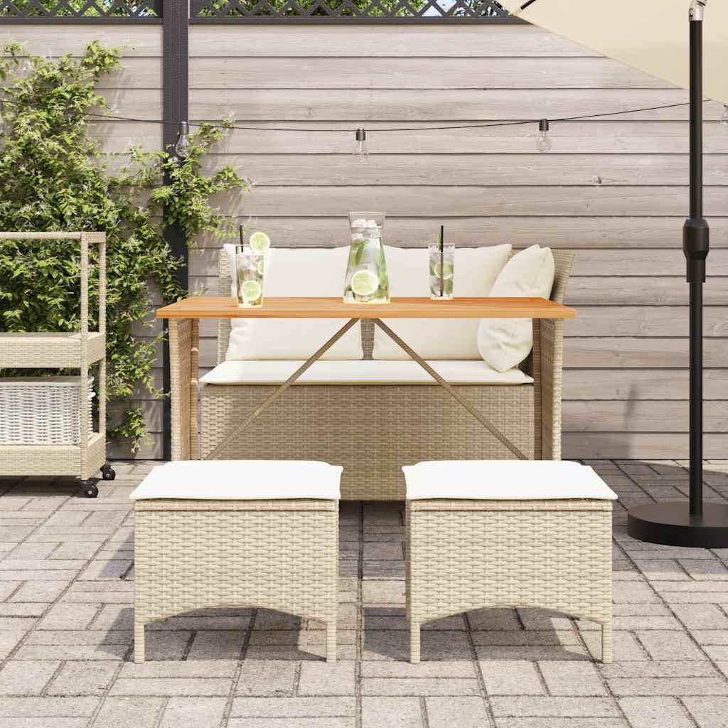 vidaXL 4-delige Tuinset met kussens poly rattan beige