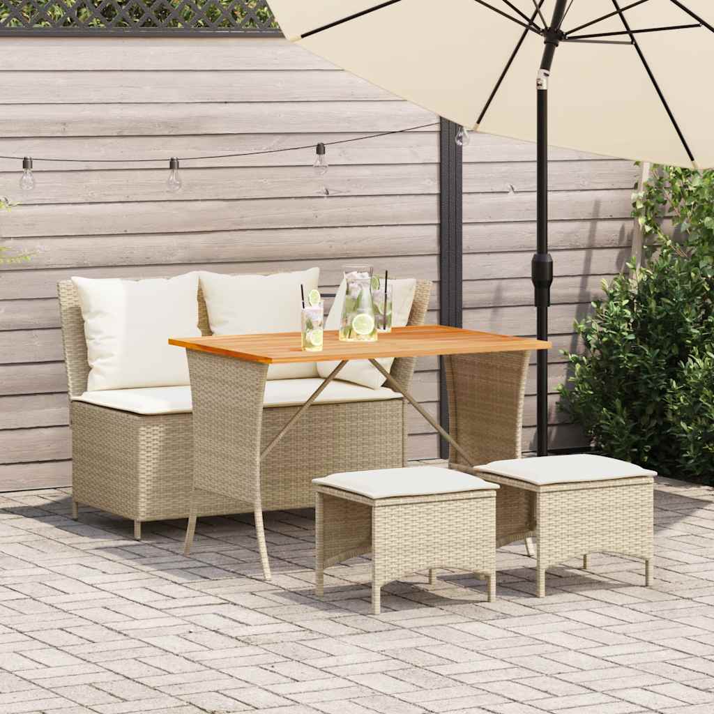 vidaXL 4-tlg. Garten-Essgruppe mit Kissen Beige Poly Rattan