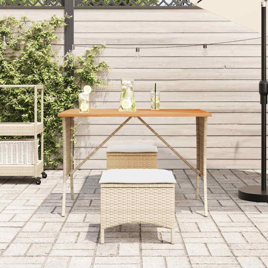 vidaXL 3-delige Tuinset met kussens poly rattan beige