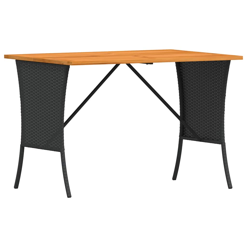 vidaXL Zahradní stůl s akáciovou deskou černý 105x75x72 cm polyratan