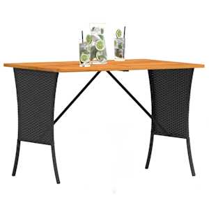 Zahradní stůl s akáciovou deskou černý 105x75x72 cm polyratan - obrázek 4