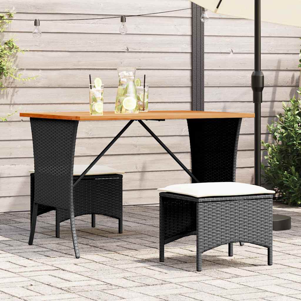 vidaXL Tavolo Giardino Piano Legno Acacia Nero 105x75x72 cm Polyrattan
