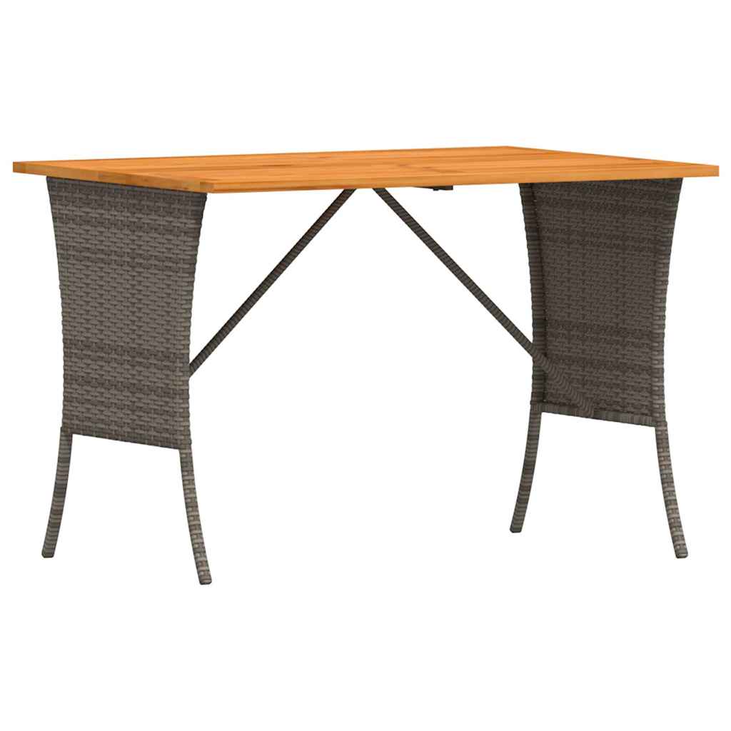 vidaXL Zahradní stůl s akáciovou deskou šedý 105x75x72 cm polyratan