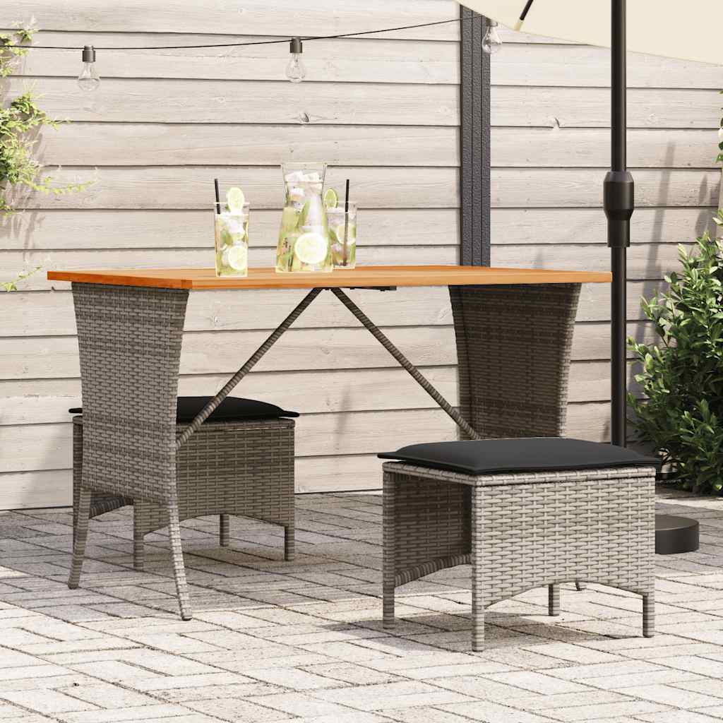 vidaXL Gartentisch mit Akazienholzplatte Grau 105x75x72cm Poly Rattan