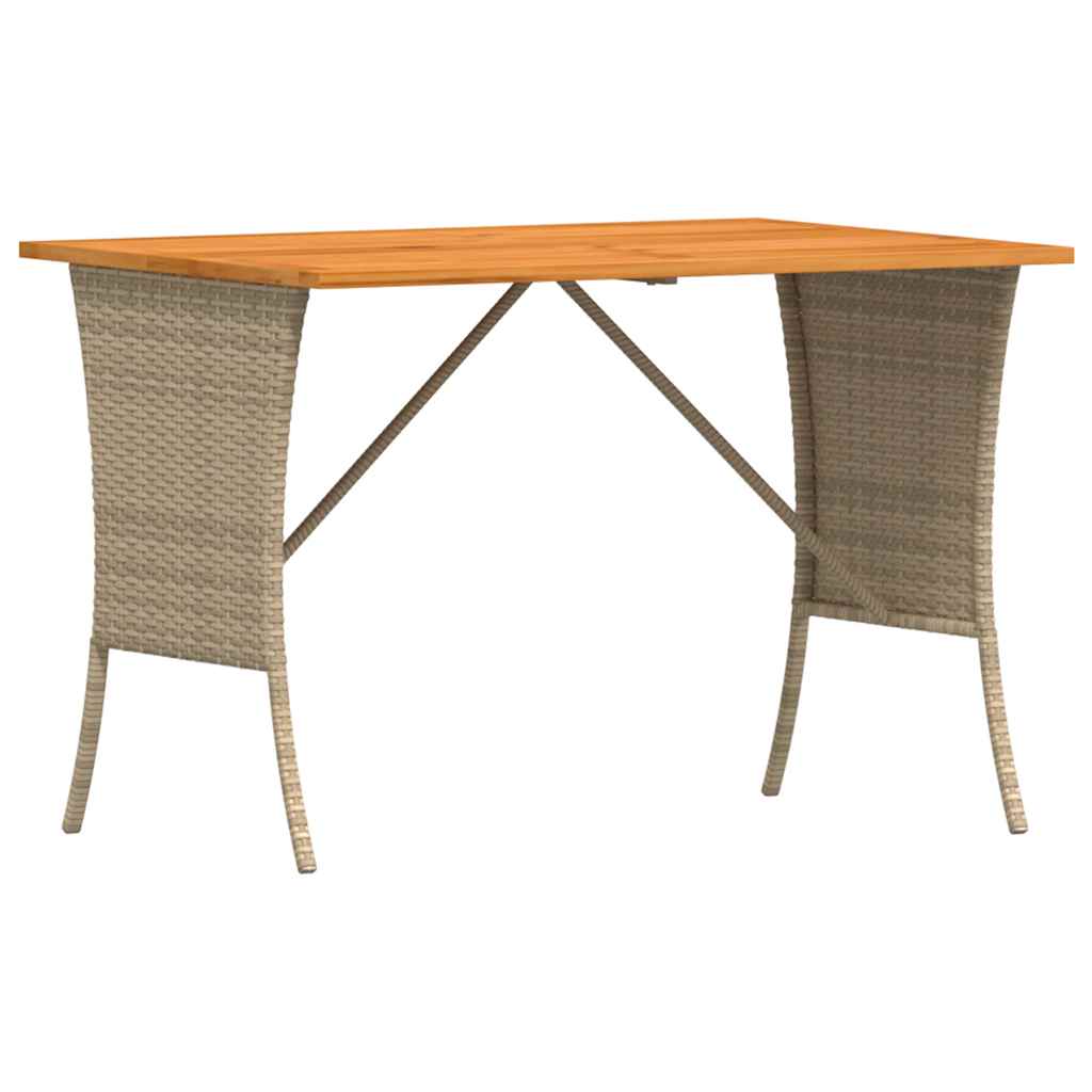 vidaXL Zahradní stůl s akáciovou deskou béžový 105x75x72 cm polyratan