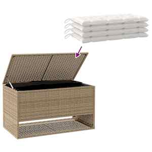 Box na venkovní polštář béžová 100x55x55,5 cm Poly ratan - obrázek 7
