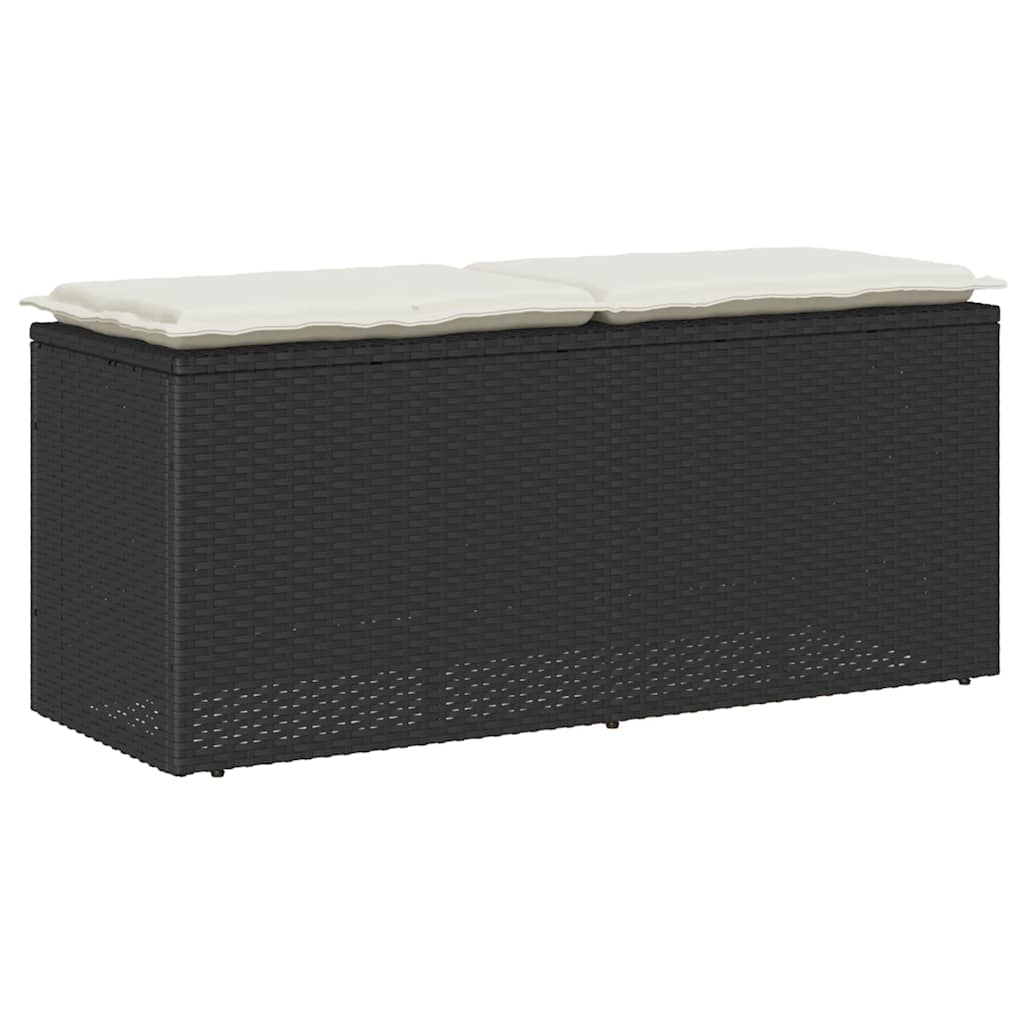 vidaXL Gartenbank mit Kissen Schwarz 110x40x44 cm Poly Rattan