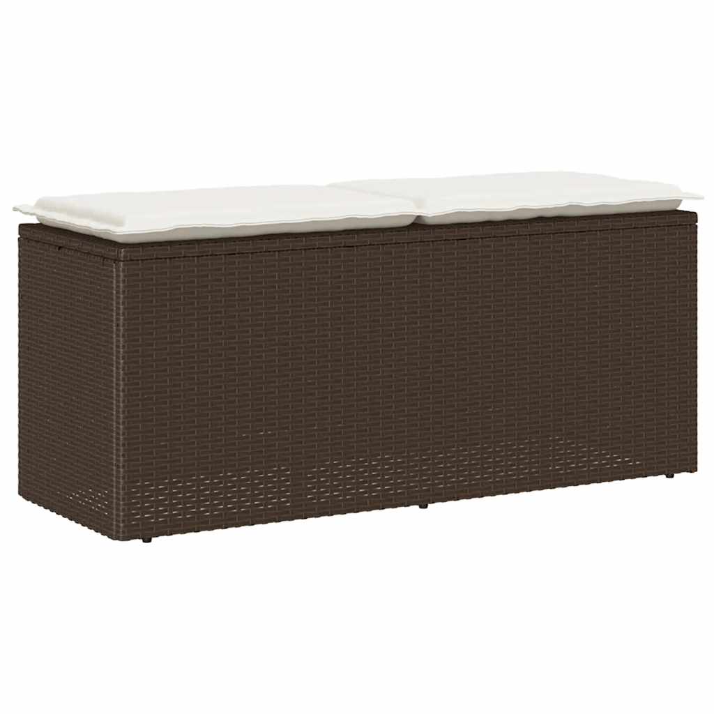 vidaXL Trädgårdsbänk med dyna brun 110x40x44 cm konstrotting