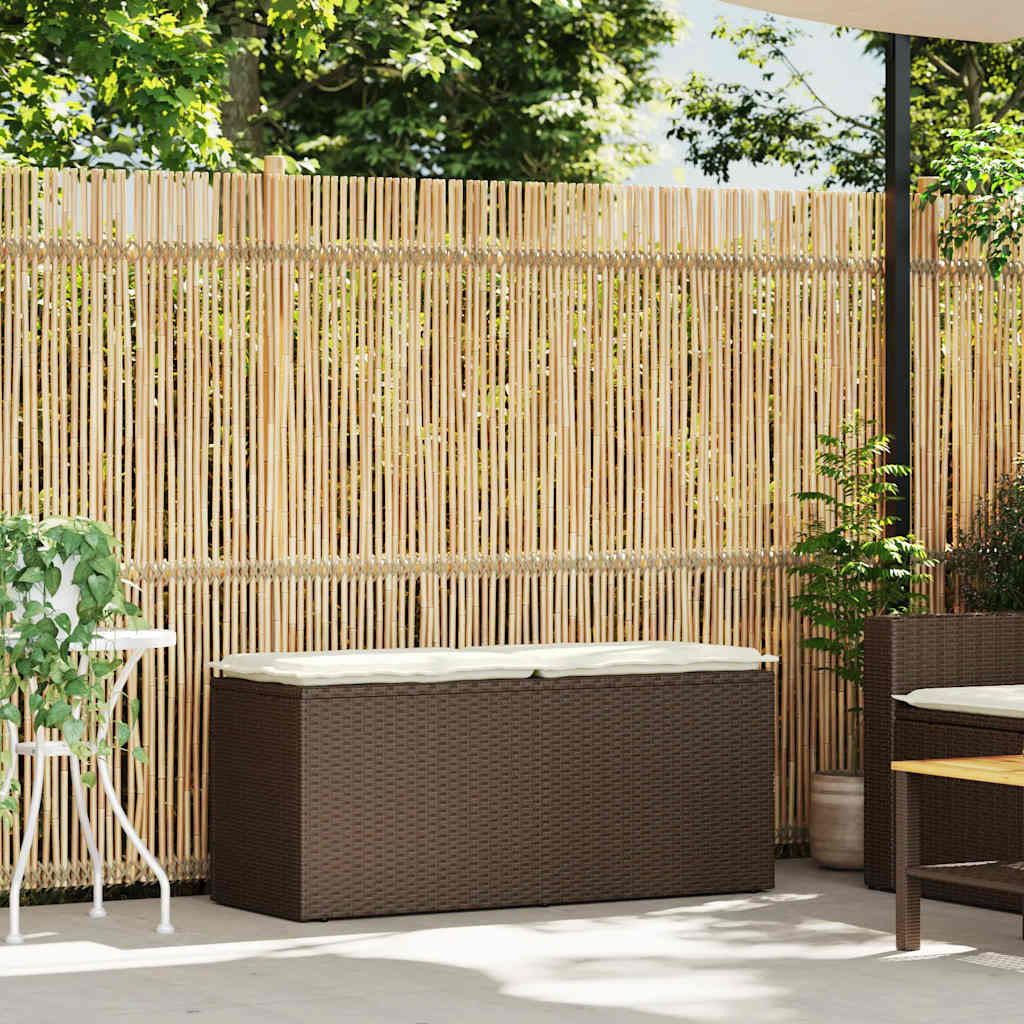 vidaXL Tr&auml;dg&aring;rdsb&auml;nk med dyna brun 110x40x44 cm konstrotting