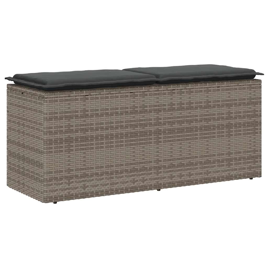 vidaXL Gartenbank mit Kissen Grau 110x40x44 cm Poly Rattan