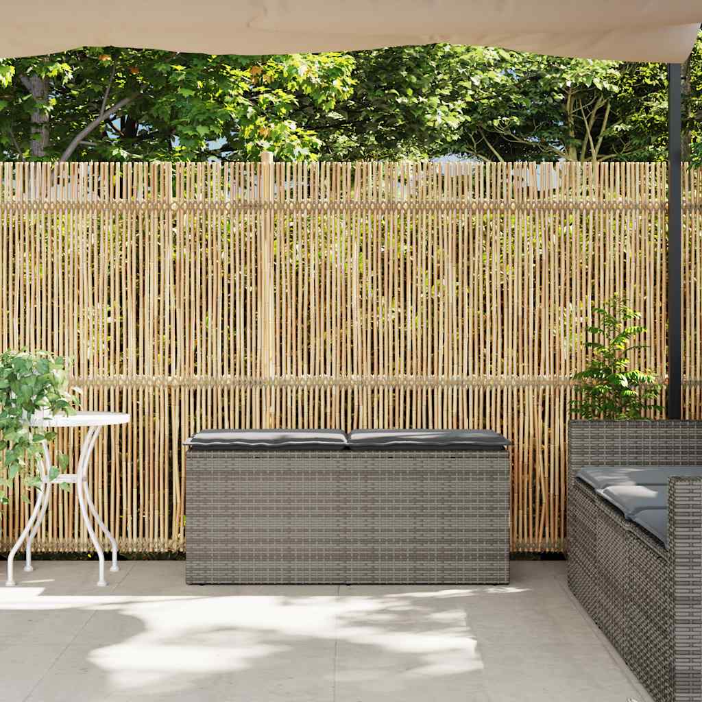 Thumbnail - vidaXL Gartenbank mit Kissen Grau 110x40x44 cm Poly Rattan