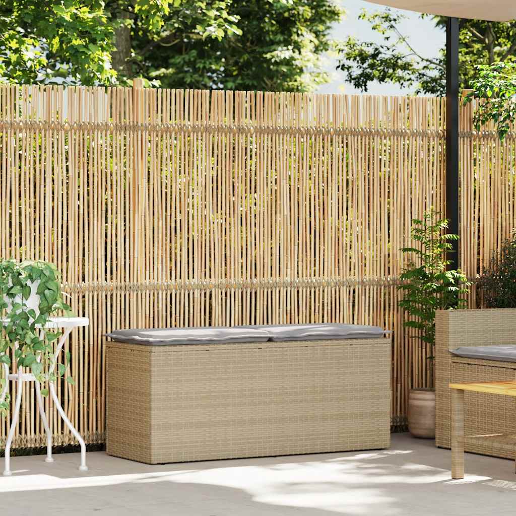 vidaXL Tuinbank met kussen 110x40x44 cm poly rattan beige afbeelding