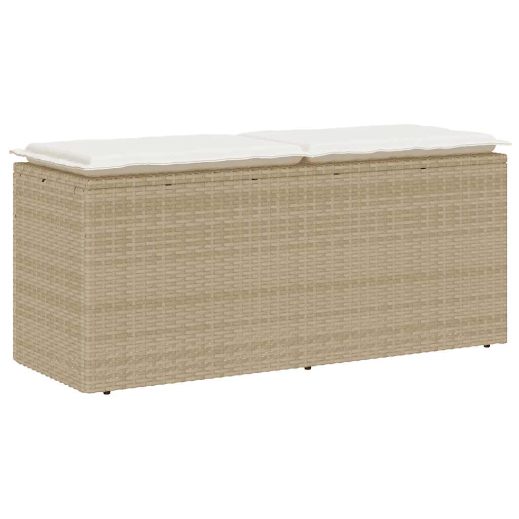 vidaXL Gartenbank mit Kissen Beige 110x40x44 cm Poly Rattan