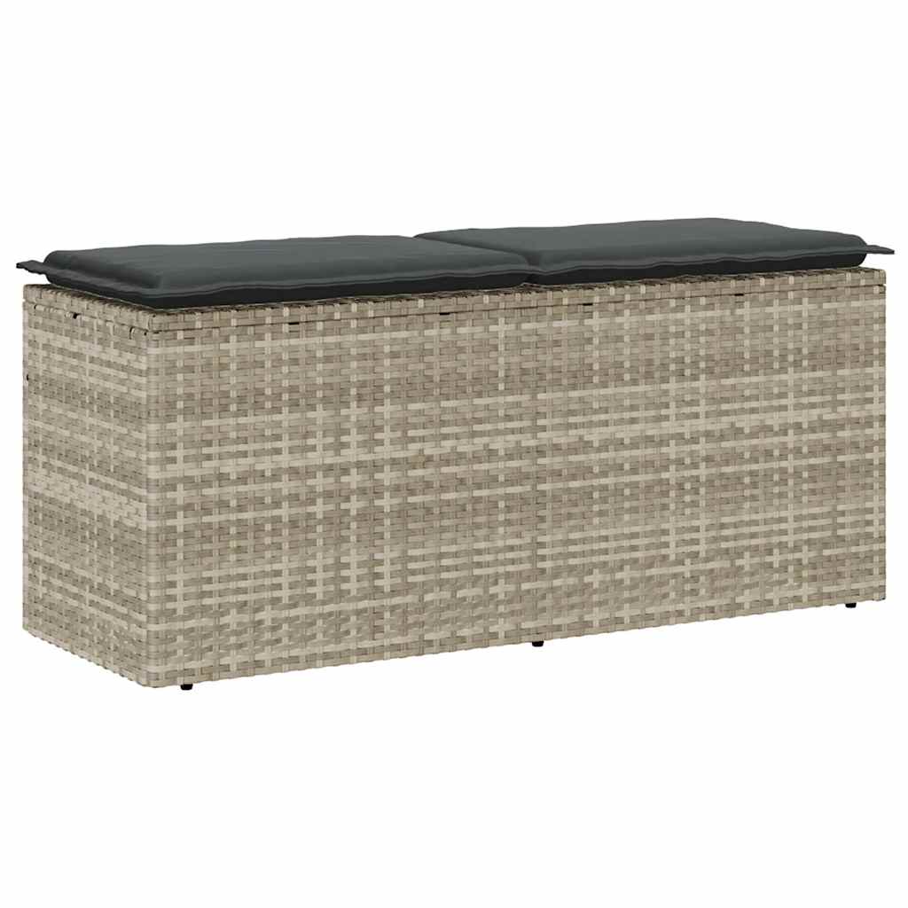 vidaXL Tr&auml;dg&aring;rdsb&auml;nk med dyna ljusgr&aring; 110x40x44 cm konstrotting