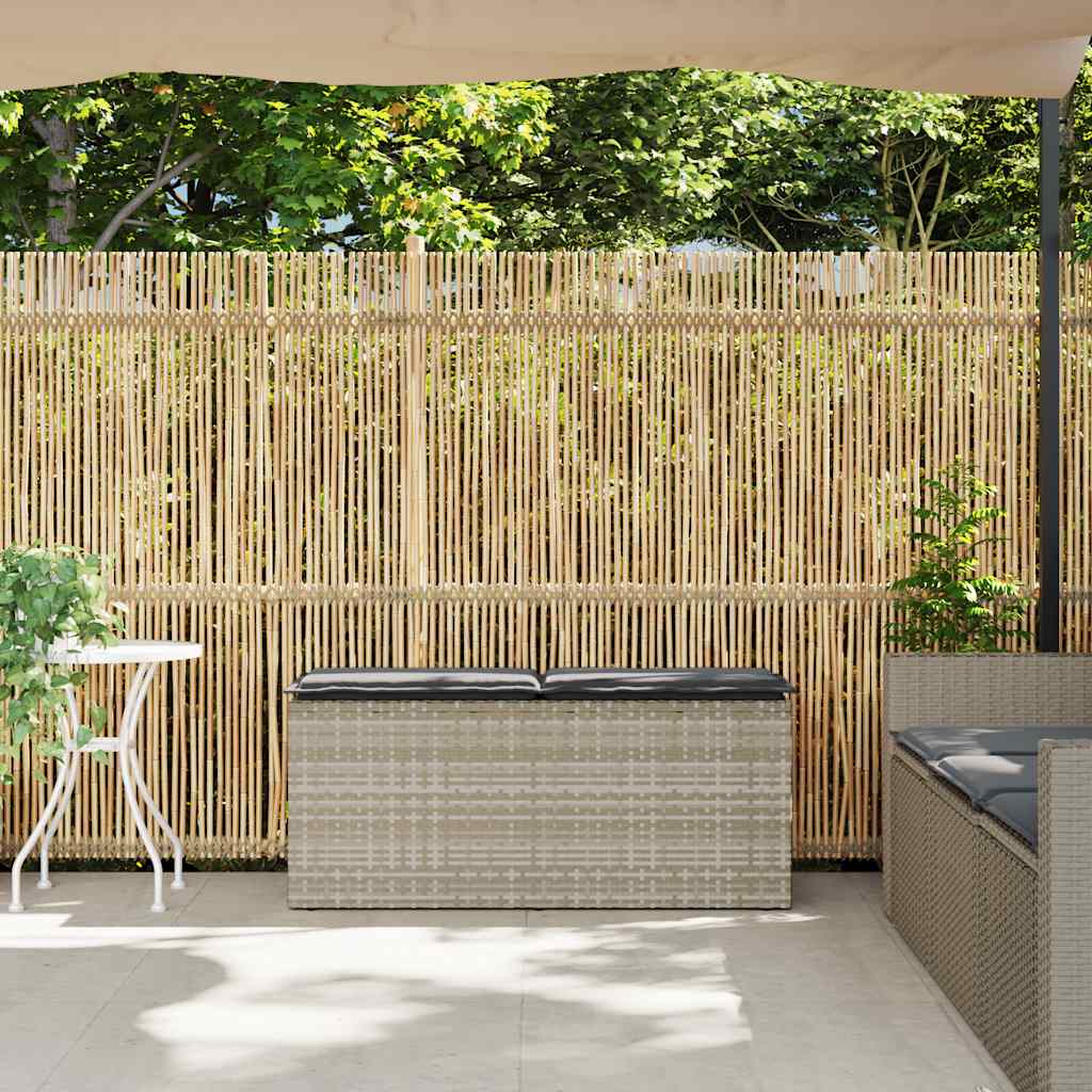 Thumbnail - vidaXL Gartenbank mit Kissen Hellgrau 110x40x44 cm Poly Rattan