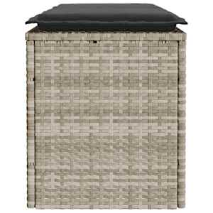 Zahradní lavice s polštářem světle šedá 110x40x44 cm Poly ratan - obrázek 5