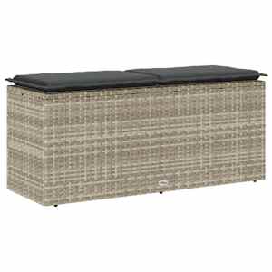 Zahradní lavice s polštářem světle šedá 110x40x44 cm Poly ratan - obrázek 6