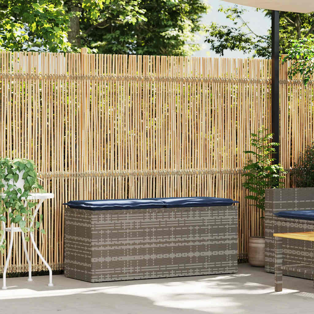 vidaXL Gartenbank mit Kissen Grau 110x40x44 cm Poly Rattan – Bild 2