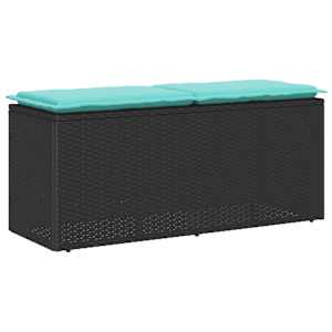 Vrtna klop z blazino Črna 110x40x44 cm Poliedrični ratan