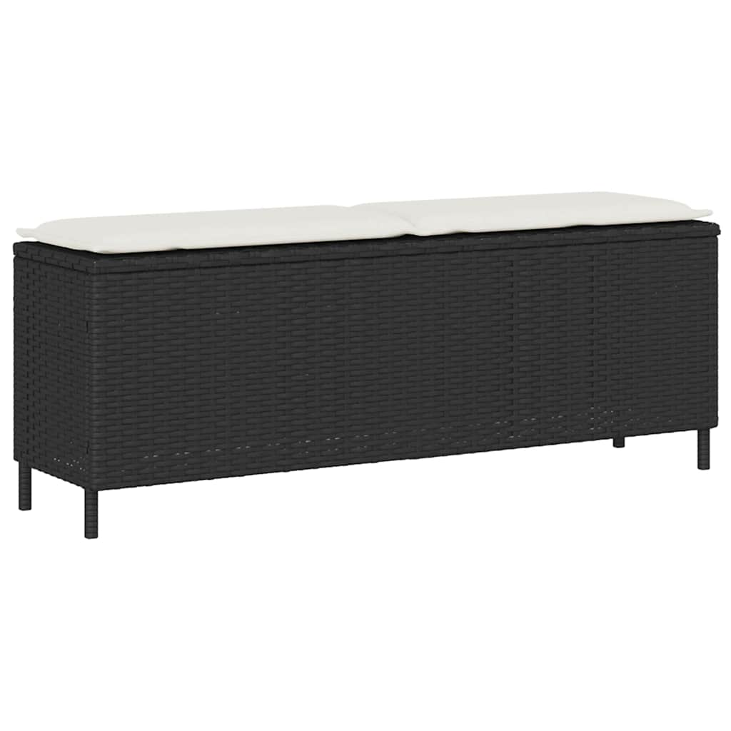 vidaXL Bancă de grădină cu pernă neagră 110x30x40,5 cm Poly Rattan