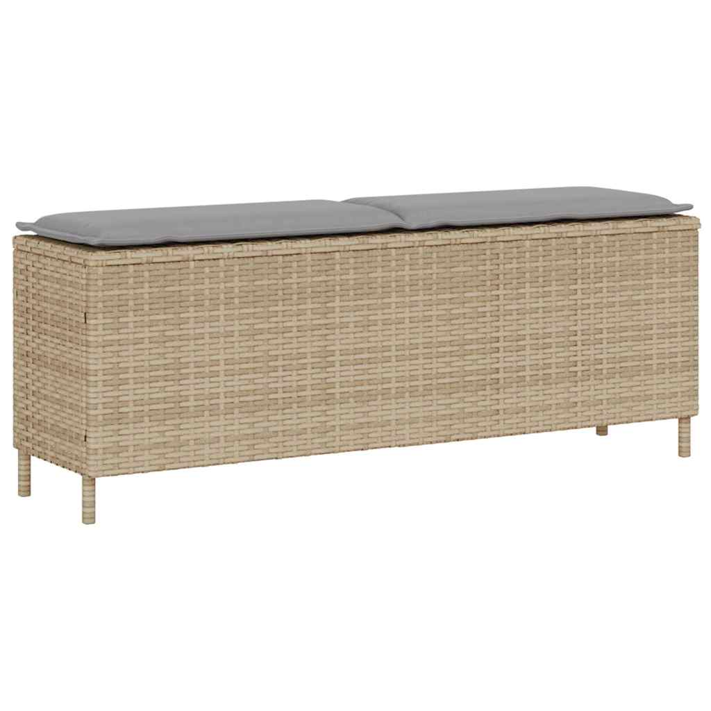 vidaXL Gartenbank mit Kissen Beige 110x30x40,5 cm Poly Rattan