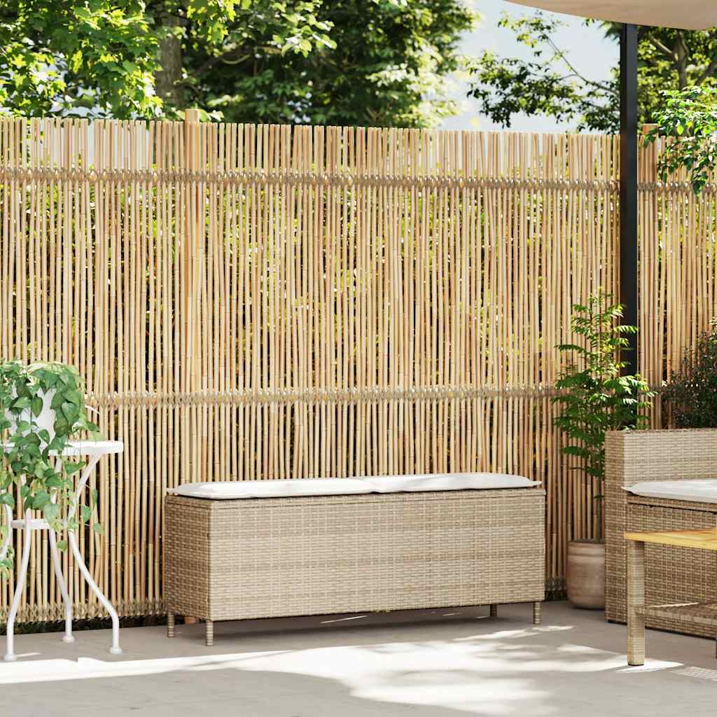 vidaXL bézs polyrattan kerti pad párnával 110x30x40,5 cm