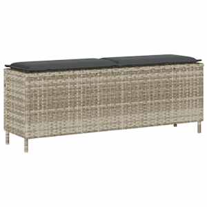 Vrtna klop z blazino svetlo siva 110x30x40,5 cm poli ratan