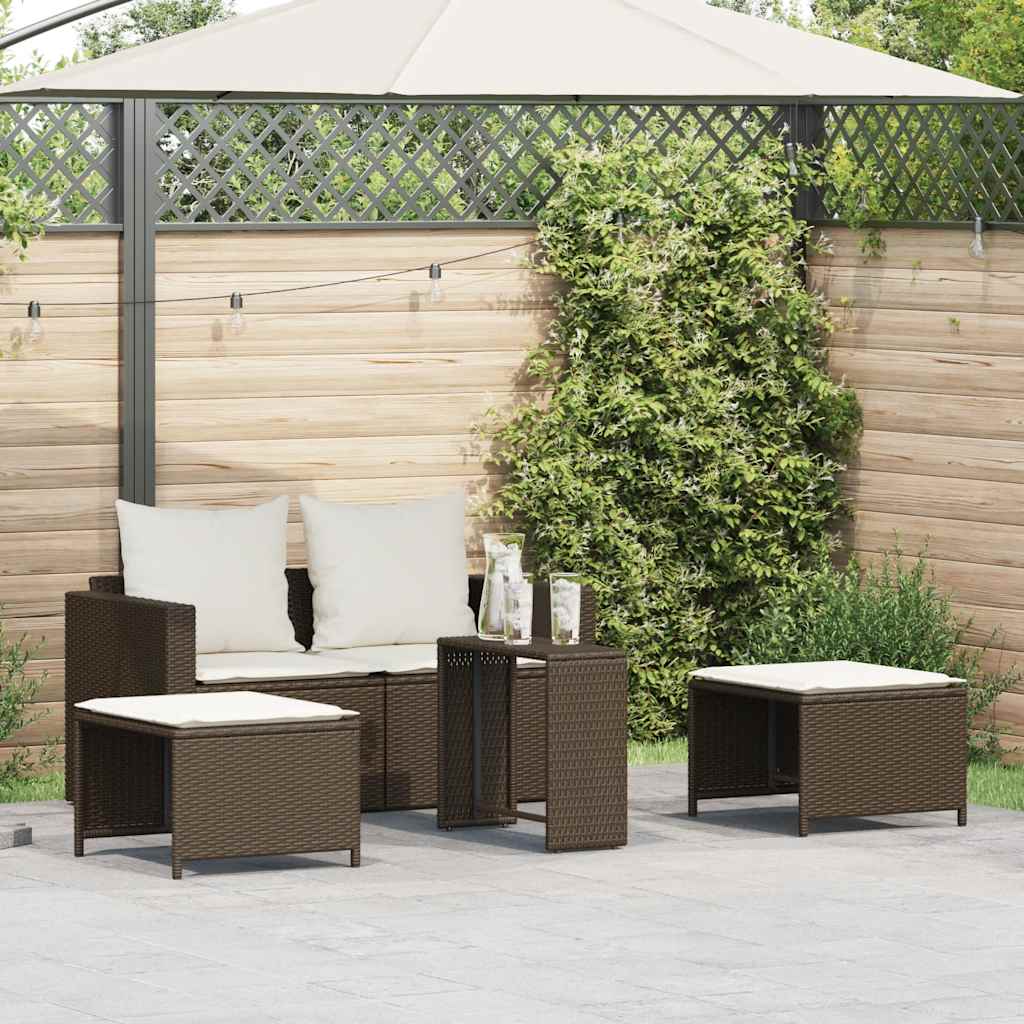 vidaXL Set Divano da Giardino 5 pz con Cuscini Marrone in Polyrattan