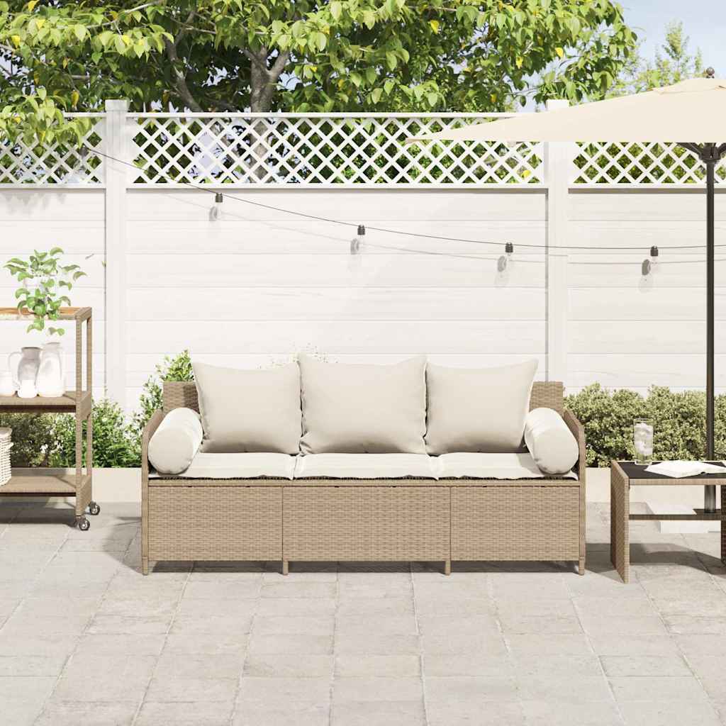 Thumbnail - vidaXL Gartensofa mit Kissen 3-Sitzer Beige Poly Rattan