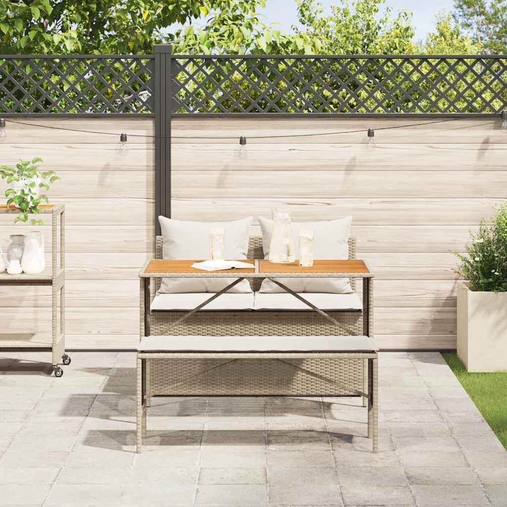 vidaXL 3-delige tuinset met kussens, beige polyrotan