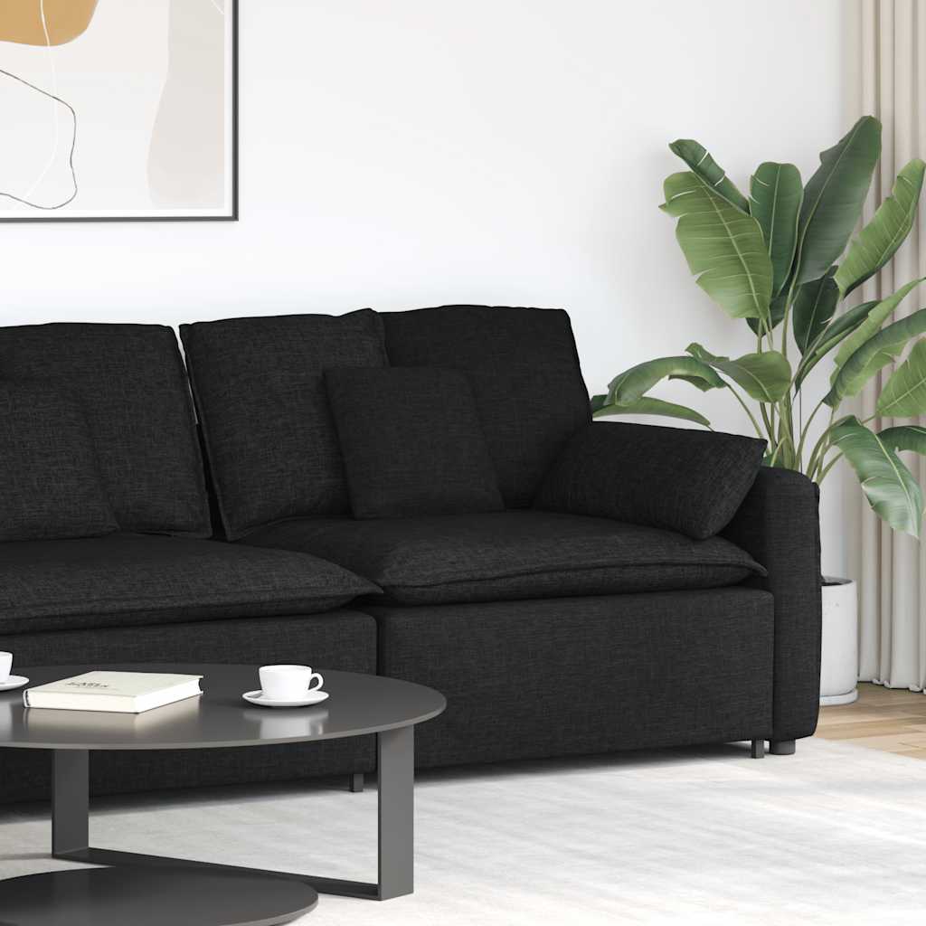 vidaXL Modulares Sofa Endmodul mit Armlehne Kissen Schwarz 100 cm