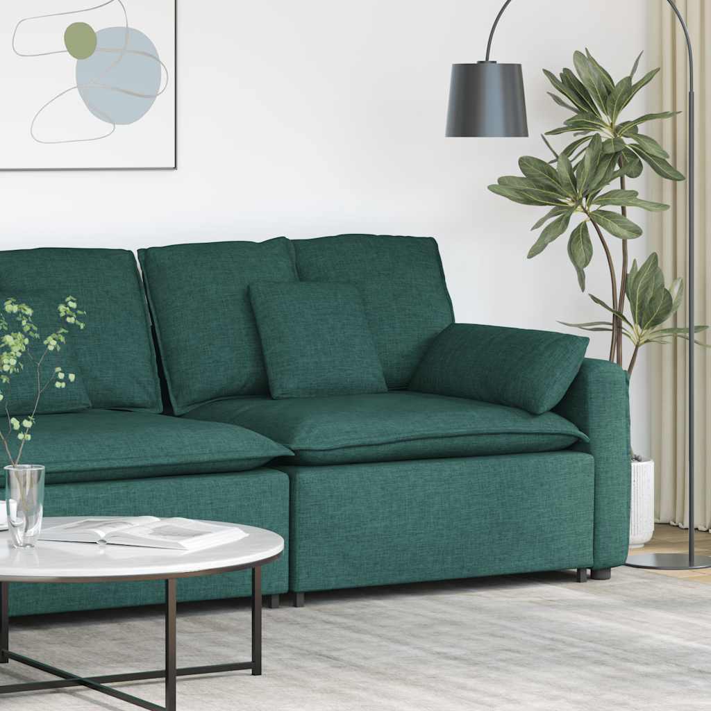vidaXL Modulares Sofa Endmodul mit Armlehne Kissen Dunkelgrün 100 cm