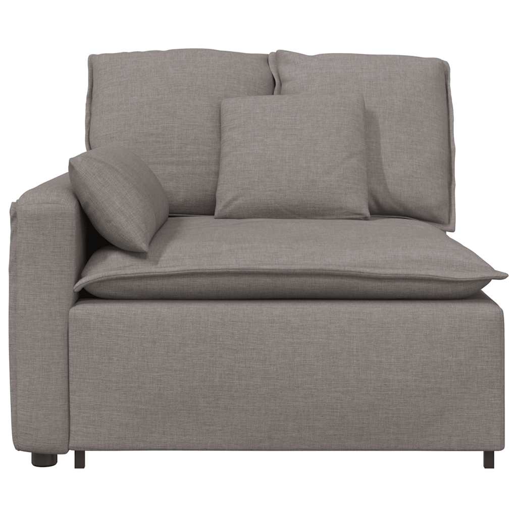 vidaXL Modulaire bank Armleuning eindmodule met kussens 100 cm taupe afbeelding