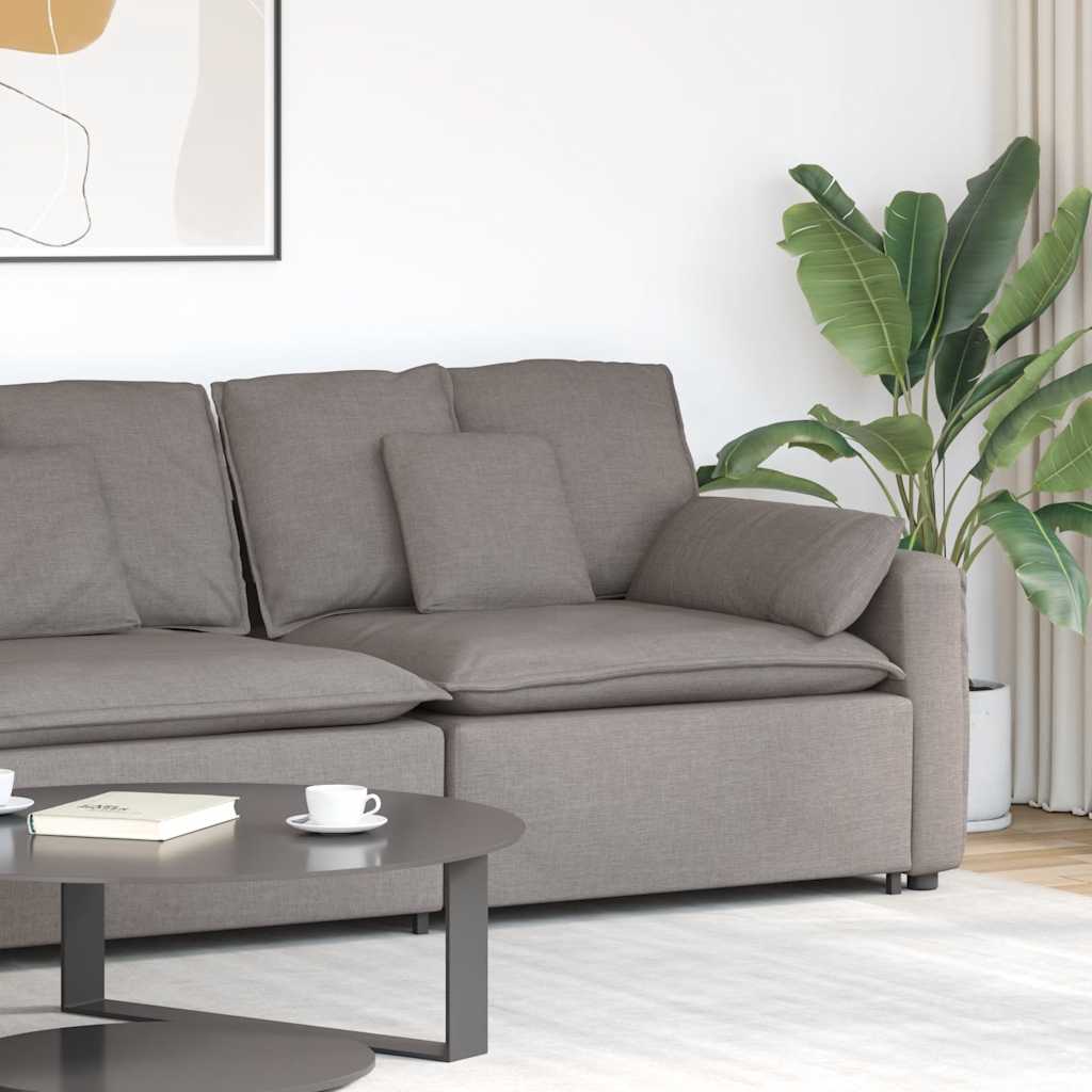 vidaXL Modulares Sofa Endmodul mit Armlehne Kissen Taupe 100 cm
