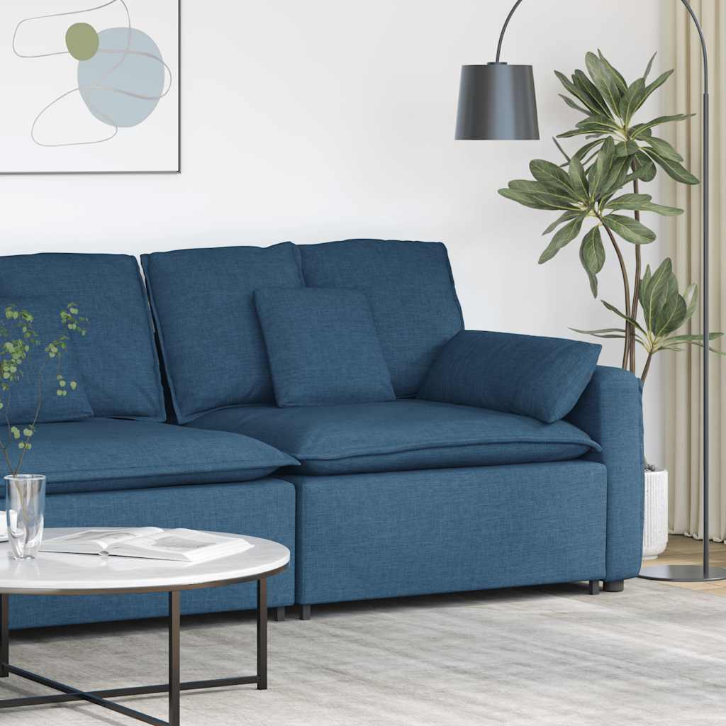 vidaXL Modulares Sofa Endmodul mit Armlehne Kissen Blau 100 cm