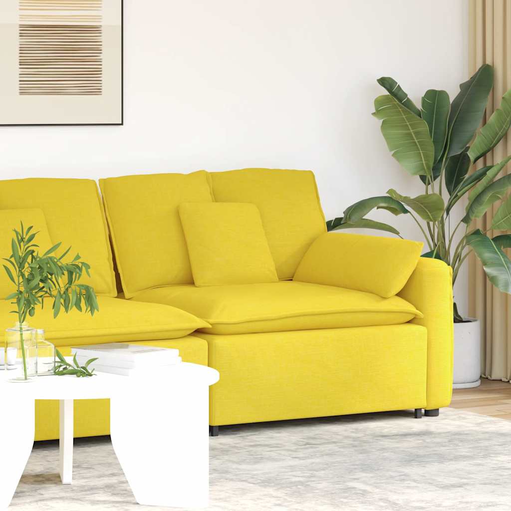 vidaXL Modulares Sofa Endmodul mit Armlehne Kissen Hellgelb 100 cm