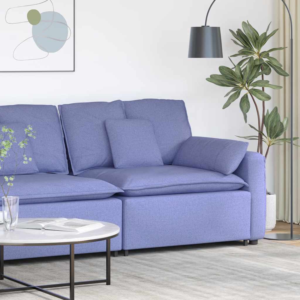 vidaXL Modulares Sofa Endmodul mit Armlehne Kissen Jeansblau 100 cm