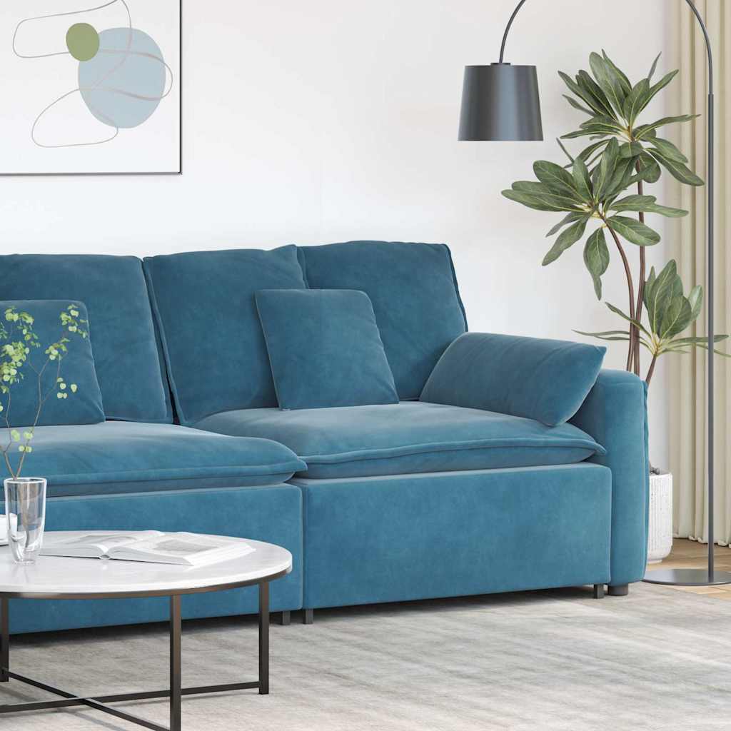 vidaXL Modulares Sofa Endmodul mit Armlehne Kissen Blau 100 cm