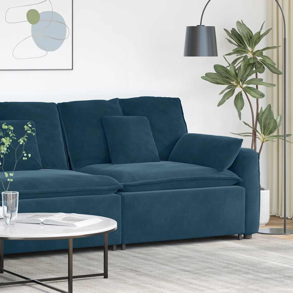 vidaXL Modulares Sofa Endmodul mit Armlehne Kissen Blau 100 cm