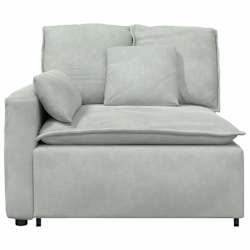 vidaXL Module d'extr&eacute;mit&eacute; d'accoudoir de canap&eacute; modulaire avec coussins gris clair 100 cm