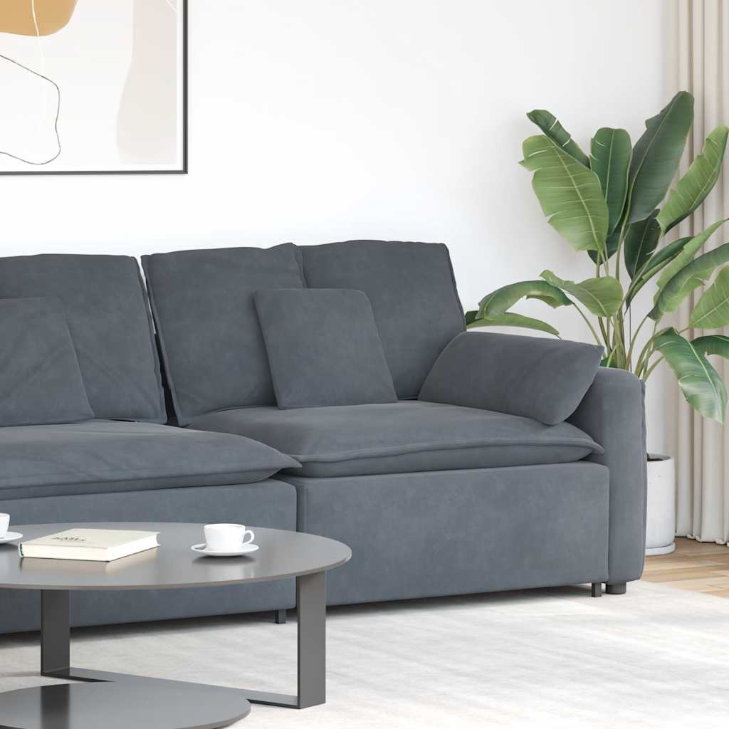 vidaXL Modulares Sofa Endmodul mit Armlehne Kissen Dunkelgrau 100 cm