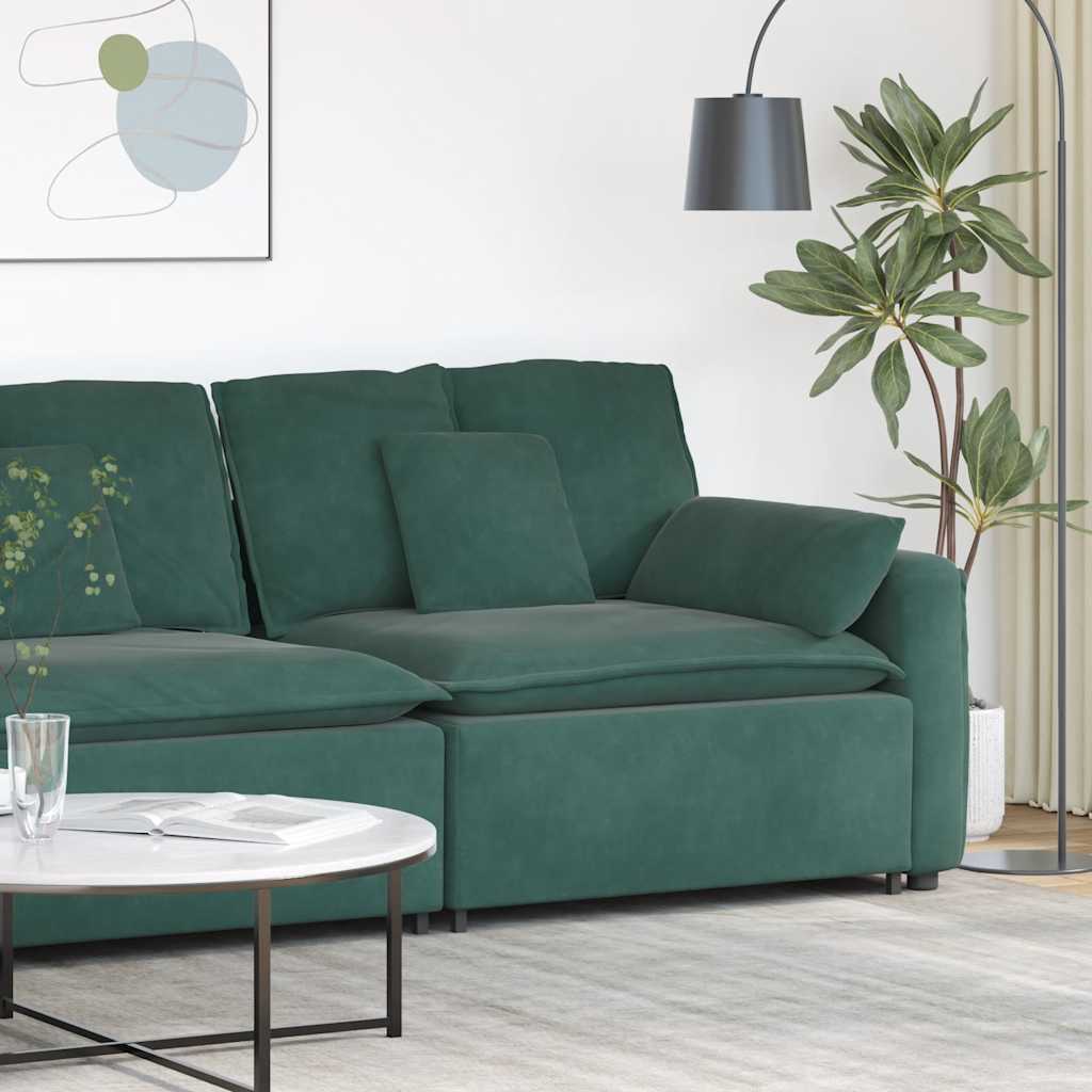 vidaXL Modulares Sofa Endmodul mit Armlehne Kissen Dunkelgrün 100 cm