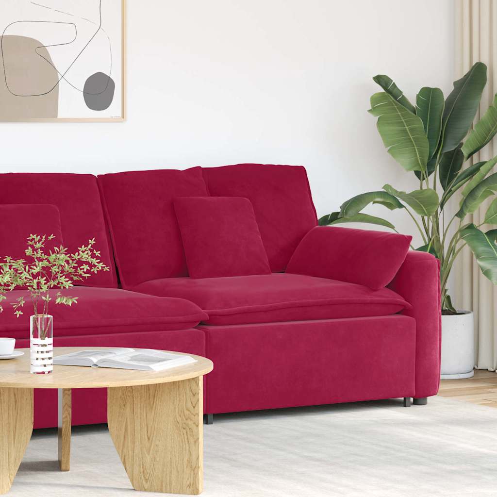 vidaXL Modulares Sofa Endmodul mit Armlehne Kissen Weinrot 100 cm