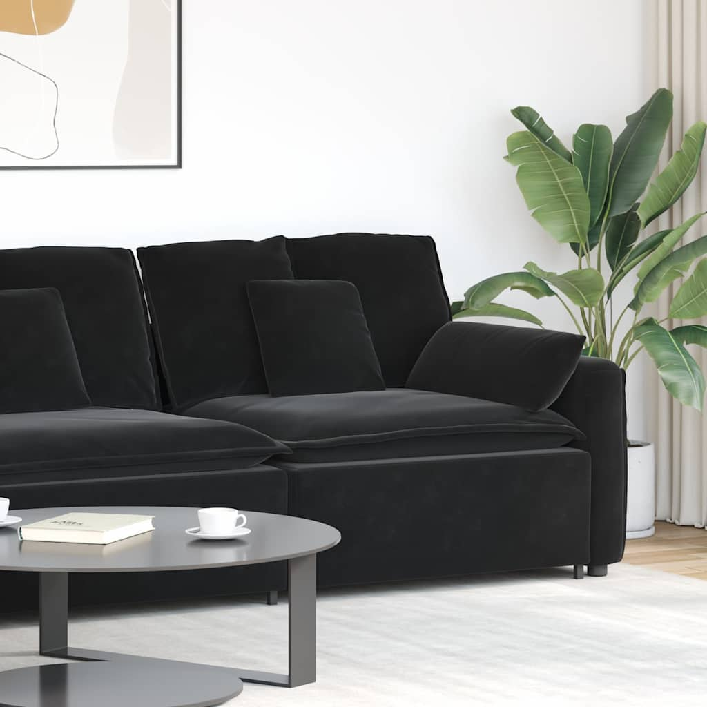 vidaXL Modulares Sofa Endmodul mit Armlehne Kissen Schwarz 100 cm