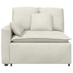 vidaXL Modulinė sofa su porankiu ir pagalvėlėmis, kreminės spalvos, 100 cm