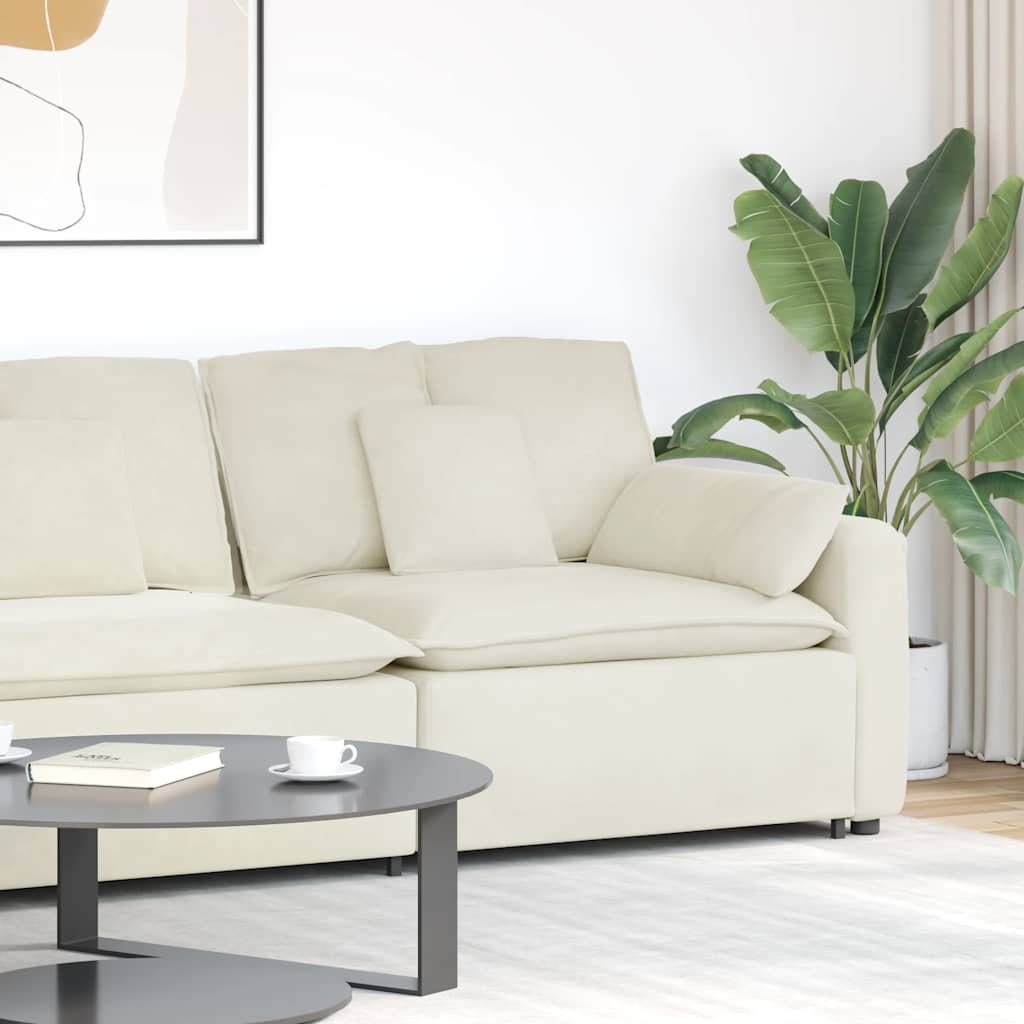 vidaXL Modulares Sofa Endmodul mit Armlehne Kissen Creme 100 cm