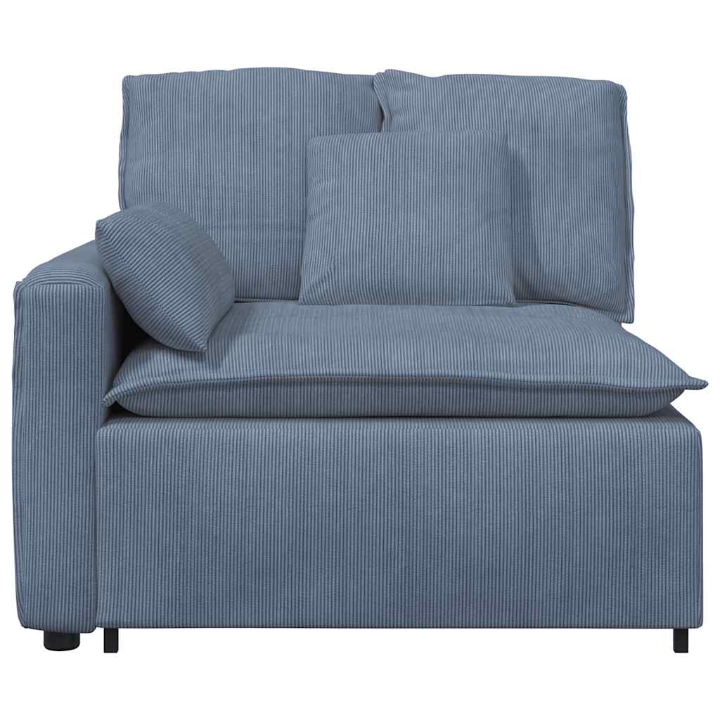 vidaXL Modulaire bank Armleuning eindmodule met kussens 100 cm blauw afbeelding