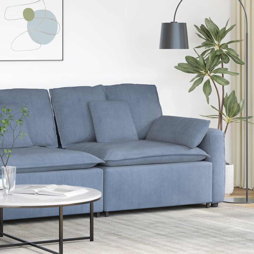 vidaXL Modulares Sofa Endmodul mit Armlehne Kissen Blau 100 cm